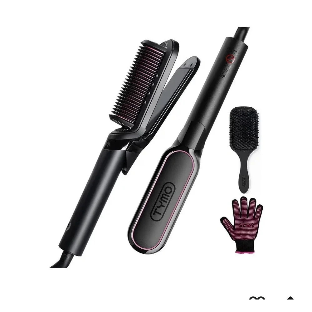 12N31/TYMO Flat Iron Hair Straightener Brush 2in 1, 200M Ions Hair Straighteners